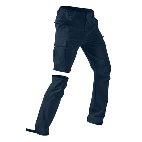 Men Hiking Pants Outdoor with 5 Deep Pockets Cargo Lightweight Zip-Off Pant Water Resistant Convertible Trousers
