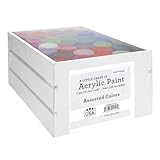 Includes 28 vibrant 2oz bottles of acrylic paint, perfect for crafting on canvas, wood, and more—an ideal acrylic paint pack for creative expression. Stored in a sturdy wood crate, this acrylic paint set for adults keeps your paint supplies organized...