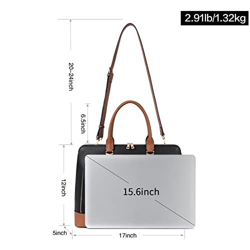 CLUCI Leather Briefcase for Women 15.6 Inch Laptop Business Computer Ladies Stylish Work Handbags Shoulder Bag
