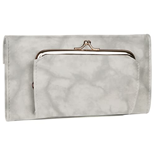 Image of Julia Buxton Heiress Leather Organizer Clutch Handbag Wallet with RFID Blocking, Grey