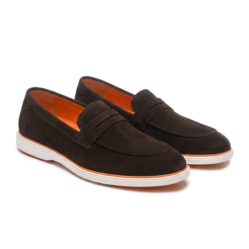 Image of HAYES LONDON Italian Suede Leather Loafers for Men | Casual Slip-On Shoes | Breathable & Lightweight Summer Wear | Comfortable Walking Shoes