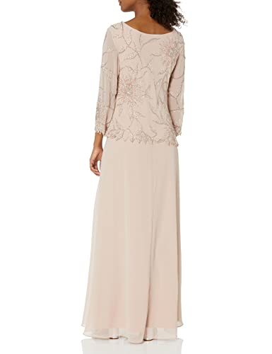 J Kara Women's Scoop Neck Line with 3/4 Sleeve Beaded Top Long Dress2