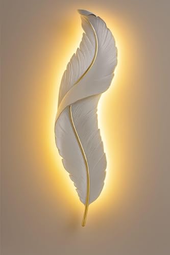 Image of Modern Decorative 3-Color LED Warm White, Natural White & Cool White LED Feather Design Wall Lamp Sconce for Living Room, Bedroom, Hallway, Hotel, Staircase, Drawing Room, Restaurant, Reception