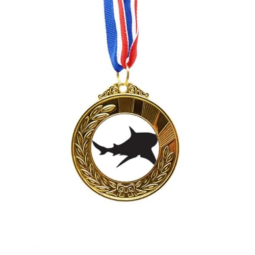 Medalla de tiburón del océano con cinta de primer puesto para regalo de cumpleaños