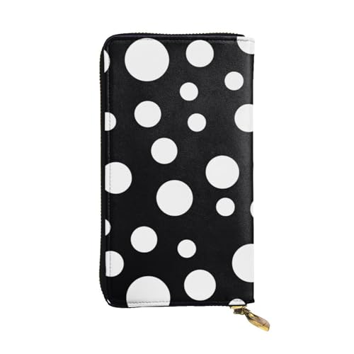 Black & White Big Dot Printed Long Wallet for Women Men Cute PU Leather Wallet with Coin Purse and Credit Card Holder