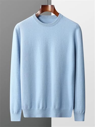 Men's 100% Merino Wool Sweater O Neck Pullover Tops Fall Winter Solid Color Basic Sweater2