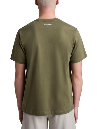 Image of Champion Men's Graphic Short Sleeve T-Shirt, Standard Fit, Classic Script Logo, Midweight 100% Cotton