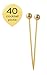 Simply Baked Small Appetizer & Cocktail Pick, Metallic Gold Ball on Natural Wood Pick, Disposable and Sturdy, Pack of 40, 3.5" long
