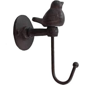 Ctw home collection cast iron hooks 520013 songbird wall hook brownish black 1  urban country home decor