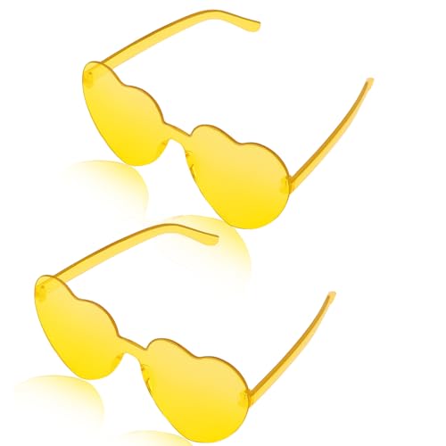 Semato 2 Pcs Yellow Heart Shaped Sunglasses