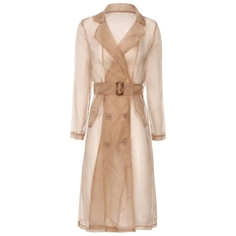 Sinleey Women's Sheer Organza Trench Coat Cover