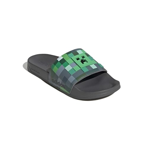 adidas adidas Unisex-Adult Adilette Shower - Minecraft, Grey/Grey/Green, 6