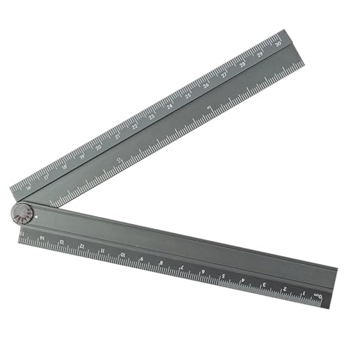 定規 折りたたみ定規 30cm アルミニウム定規 金属定規 折りたたみ簡単収納定規 多機能 持ち運びに便利な 製図用品 (グレー)