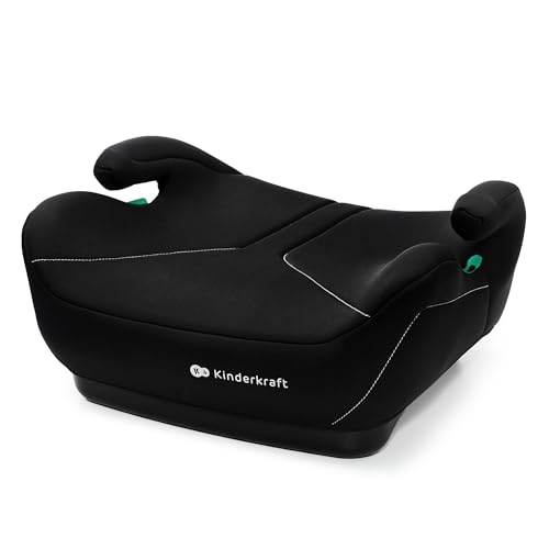 Kinderkraft I-BOOST 2 Silla de coche, Silla de Bebe, Asiento de coche, I-Size, 125-150cm, asiento elevador de 6 a 12 años, fácil de montar, postura ergonómica, espuma adicional, Negro