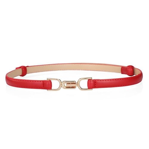 Ceinture fine pour dames en cuir souple avec boucle géométrique