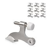 KOVOSCH 10 Pack Hinge Pin Door Stopper Brushed Satin Nickel - Adjustable Heavy Duty Hinge Pin Door Stops with White Rubber Bumper Tips