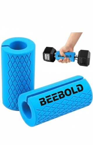 BEEBOLD- UNBREAKABLE STRENGTH Non-Slip Dumbbell Grip Covers for Weightlifting, Thick Foam Bar Handles Improve Grip Strength, Reduce Hand Strain, Fit Dumbbells, Barbells