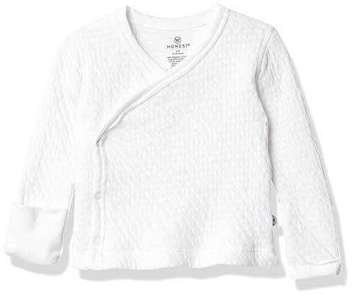 HonestBaby Organic Cotton Matelasse Side-Snap Kimono Top, Bright White, 0-3 Months