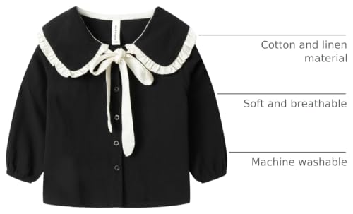 Image of Mud Kingdom Girls Blouse Shirts Spring Fall Long Sleeve Button-Down Top Ruffle Collar