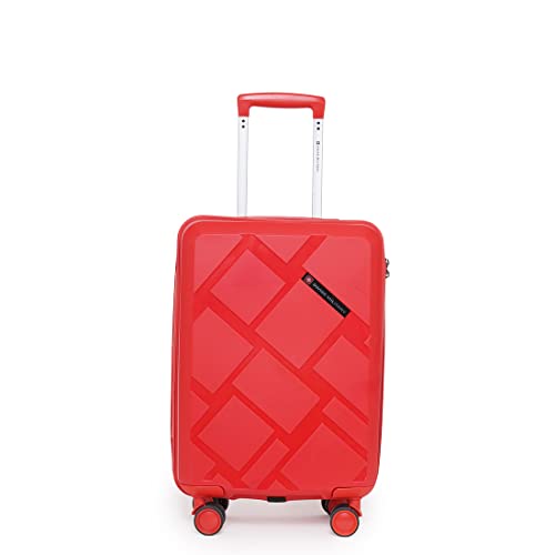 Image of SWISS MILITARY Star Luggage Bag, Textured Hard-Sided Trolley Bag, Cabin Luggage, Overnighter Trolley Bags|Durable ABS Body, Ergonomic 360 Rotatable Wheels, TSA Lock, 20 inches, Red, 1