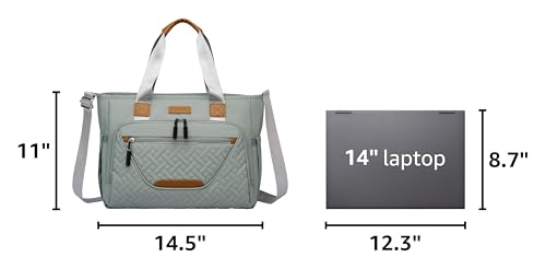 Image of FHELAD Diaper Bag Tote, Large Tote Diaper Bag with 16 inch Laptop Compartment, Baby Bag with Insulated Pocket for Mom and Dad, Ideal for Travel, Work (Morandi Grey)