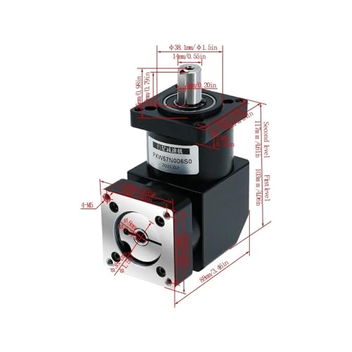 Réducteur planétaire angle droit Nema23 PXW57 rapport 4 à 216 axe 8mm - 3