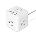 JSVER 3 Outlet Compact Cube Power Strip with 3 Smart USB Charging Ports and a 4.92Ft Cable, White