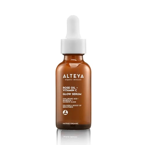 Alteya Organic Luminous Rose Face Serum 30ml – NaTrue Certified Organic Glow-Boosting Serum with Rose Oil, Vitamin C & Hyaluronic Acid – Hydrating & Nourishing for All Skin Types