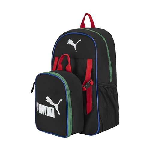 Image of PUMA Unisex Kid's Colony Lunch Kit & Backpack Combo, Black /Multicolor, Medium