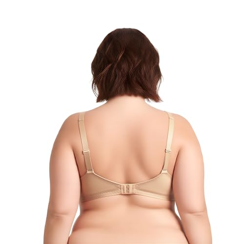 Image of Curve Muse Plus Size Minimizer Unlined Wireless Bra with Lace Embroidery-3Pack