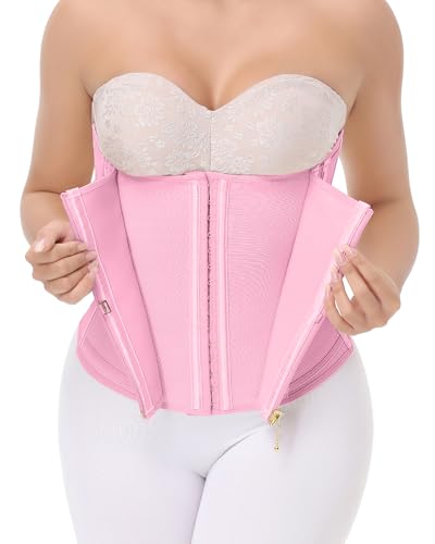 Image of SHAPSHE Waist Trainer For Women Cincher Underbust Corset Shapewear Zipper | Double-Layer Tummy Control Smooth Belly,15 Steel Bones Support Back,Elastic Mesh Enhances Comfort,Postpartum,Daily,Workout