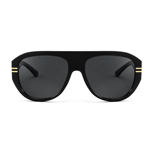 Image of FEISEDY Retro Polarized Aviator Sunglasses for Men Women Trendy 70s Vintage Plastic Frame Sun Glasses B4150