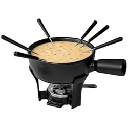 Boska Set de Fondue Nero - Cacerola para Fondue con 6 Tenedores de Fondue - Base de Hierro Fundido - Apta para el lavavajillas - Negro - 1L