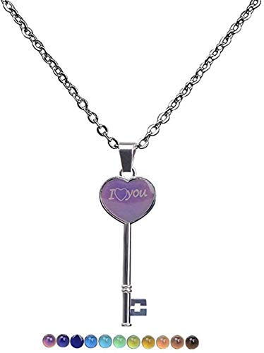 Preisvergleich Produktbild CKAWM Halskette Einfache Frau Pfirsich Herz Schlüssel Warme Stimmung Verfärben Anhänger Halskette O-Kette Paar Gute Freunde Halskette Geschenk