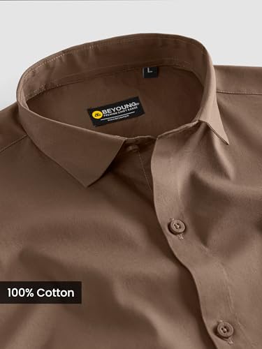 Image of Beyoung Cotton Plain Regular Fit Shirt for Men | Full Sleeve | Formal Shirt | Classic Collar Cotton