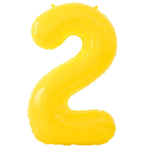 Image of KatchOn Yellow Number 2 Balloon 40 Inch 2nd Birthday Decorations for Boys