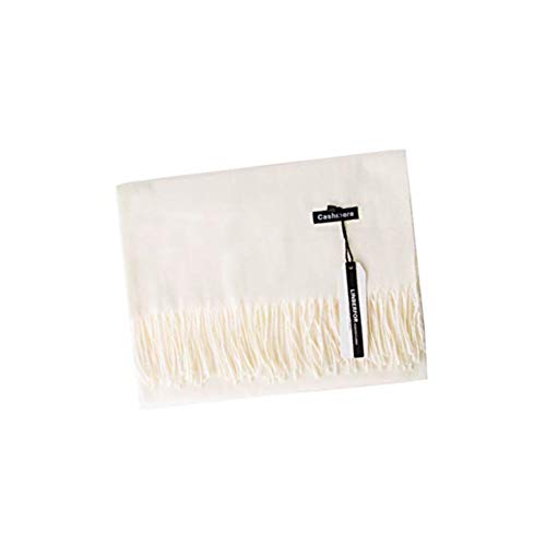 Cashmere Pashmina Shawl, Creamy-white, Size M