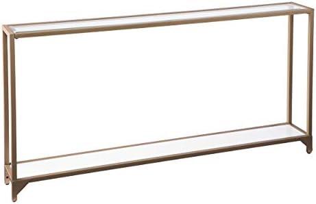 SEI Furniture Bergen 56 inches Long Narrow Metal Console Table, Open Concept Living Space, Glam Style Painted Iron, Gold