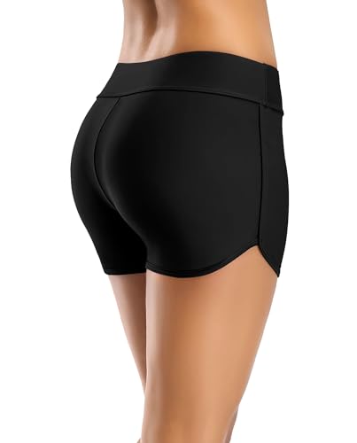 CharmLeaks Womens Swim Shorts high Waisted V Slit Tummy Control Stretchy Quick Dry Bikini Bottoms - Image 3