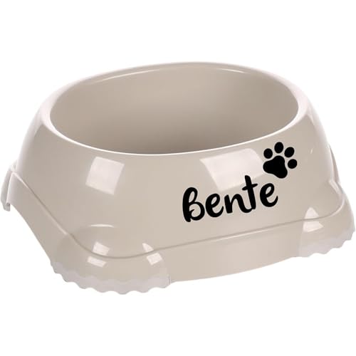Personalizzabile ciotola per cane in plastica Leno Classic 300ml (S) Beige– antiscivolo e lavabile in lavastoviglie– per cani di piccola taglia– personalizzata con il nome– Petslino