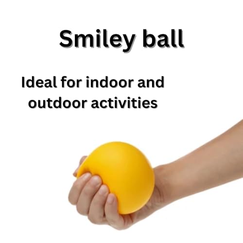 Image of Mother India Smiley Balls Lightweight Stress Relief and Fun for All Ages Yellow, Squeeze Ball Perfect for Stress Relief, Hand Exercise, Toy Sports Outdoor Equipment for Games Playing (Pack of 3)