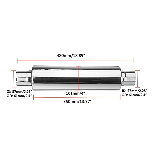 Resonador de escape de coche de 57mm que disminuye el ruido estridente del tubo trasero 4
