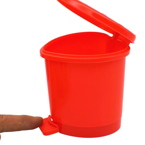 Bote de basura mini con tapa para escritorio rojo miniatura 5
