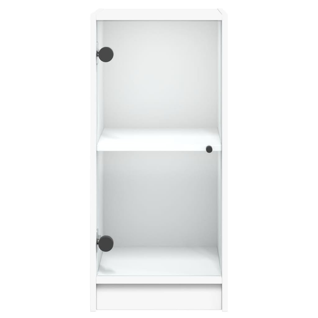 vidaXL Szafka ze szklanymi drzwiami, biała, 35x37x75,5 cm, szafka do przedpokoju, szafka do pokoju, szafka do kuchni, szafka do salonu