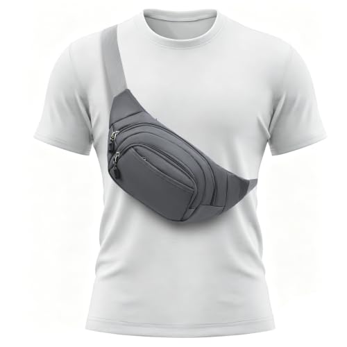 Large Fanny Pack for Men Women NSYOOMH, Crossbody Waist Bag 5-Zipper Pocket