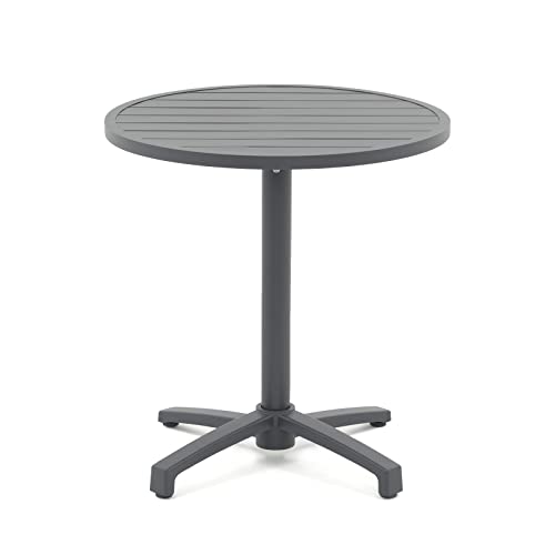 Soleil Jardin Indoor/Outdoor 27.4” Round Coffee Table, Aluminum Bistro Table With Folding Table Top And Base, Modern Dining Table For Yard Balcony Pool And Restaurant Cafes, Dark Grey #TOP7