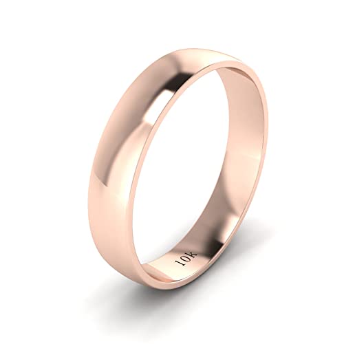 LANDA JEWEL Unisex Solid 10k Rose Gold 4mm Comfortable Traditional Highly Polished Wedding Ring Plain Band (11