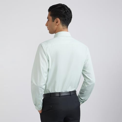 Image of Raymond Men's Slim Fit Pure Cotton Structure Pattern Semi Cutaway Collar Full Sleeve Formal Shirt