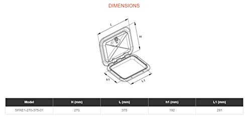 Seaflo Marine Boat Deck Access Hatch & Lid 14.75"X10.6" - Black 270Mm X 375Mm #TOP6