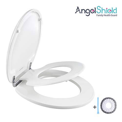 Angel Shield Potty Training 2-in-1 Adult Child Toilet Seat with Metal Quick Hinges-Quite